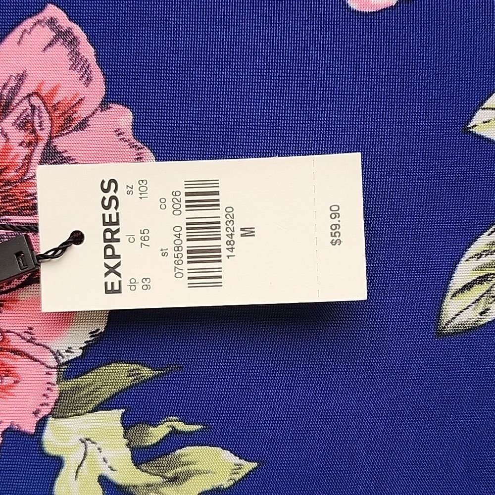 Floral Print Skirt - Blue and Pink - Picture 2 of 2